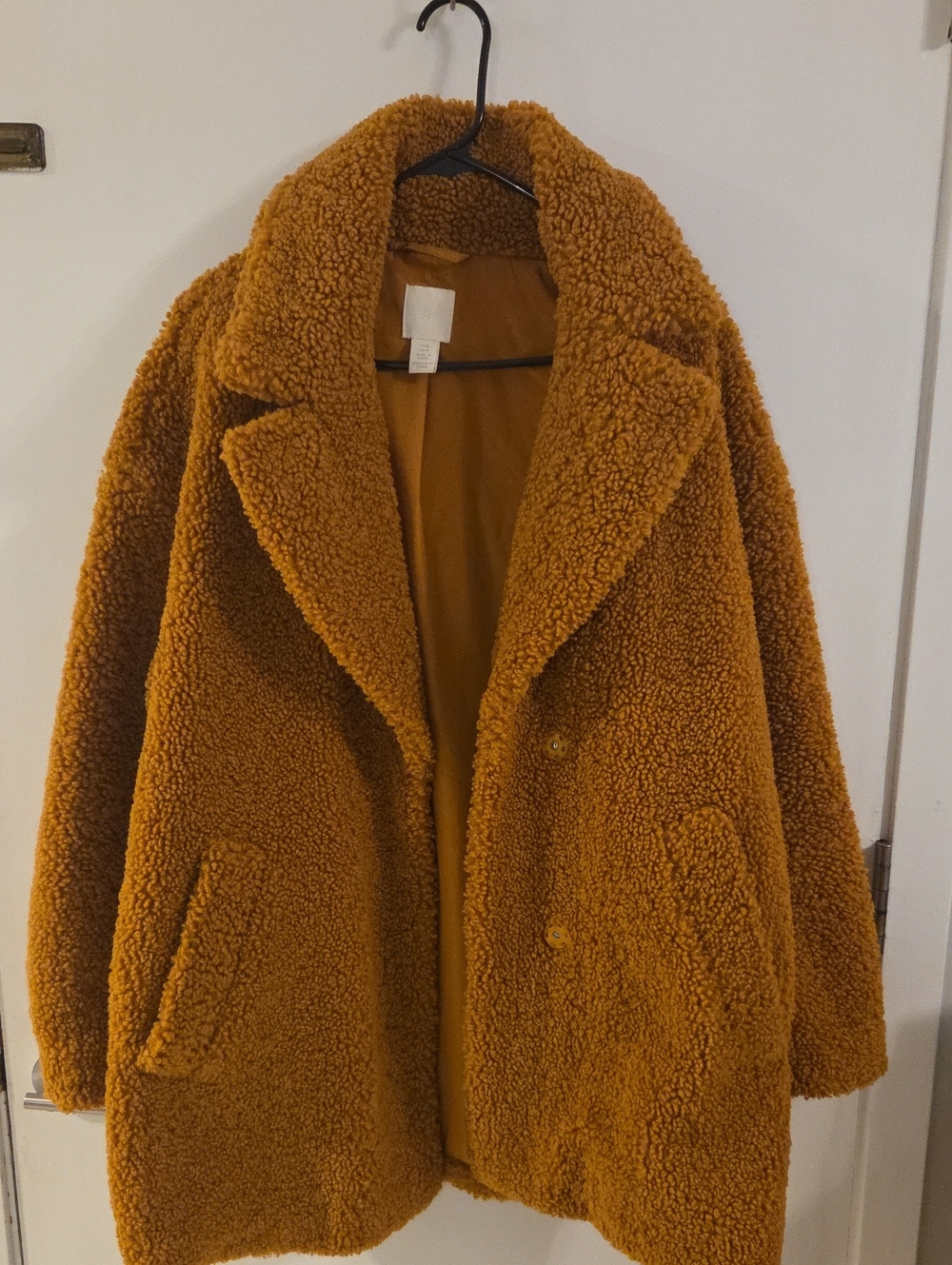 H&M Oversized Teddy Coat – Camel/Cognac Brown Medium